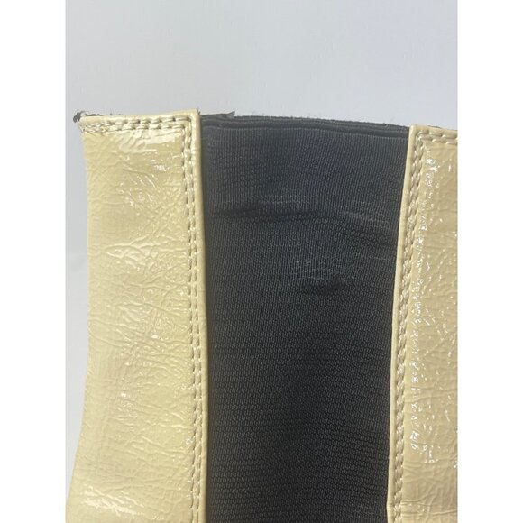 Zara Beige Patent Leather Square Toe Side Goring Heeled Ankle Boots Size 6‎ - Picture 8 of 12